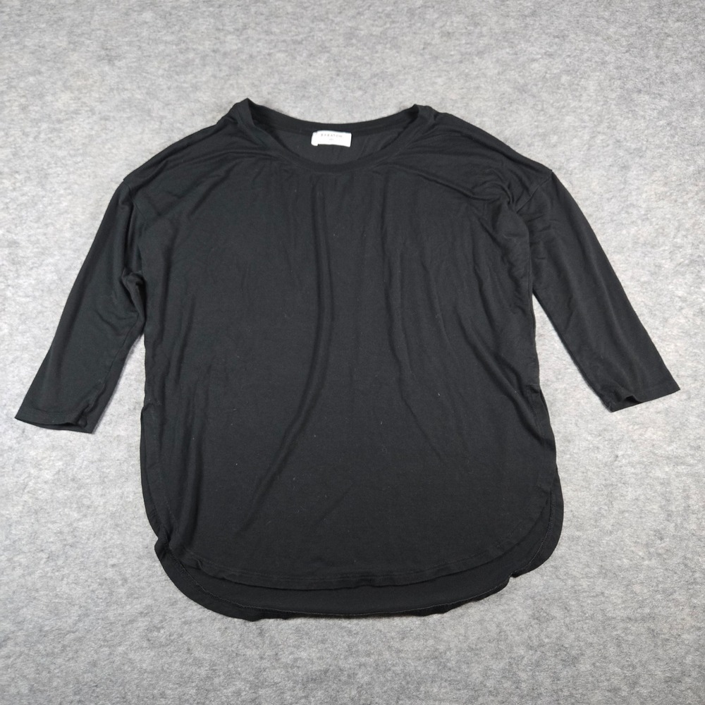 Aritzia Babaton Womens Black Rayon Spandex Minimalist 3/4 Sleeve T-Shirt XXS